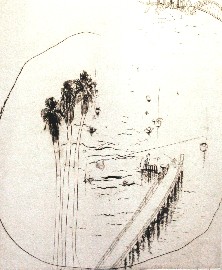 Appraisal: Brett Whiteley - Lavender Bay Wharf etching signed 'Brett Whitely'