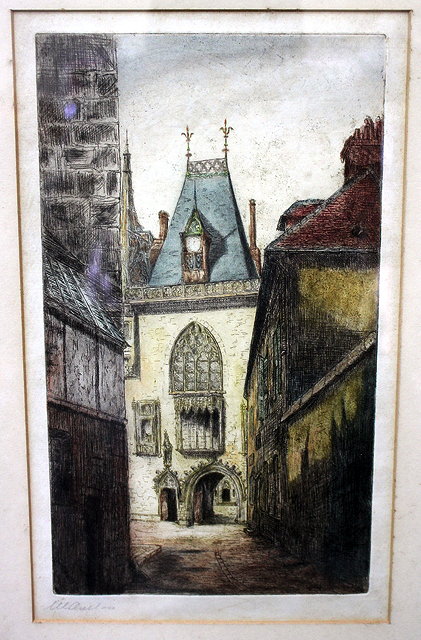 Appraisal: TWO LATE TH CENTURY CONTINENTAL SCHOOL HAND COLOURED ETCHINGS depicting