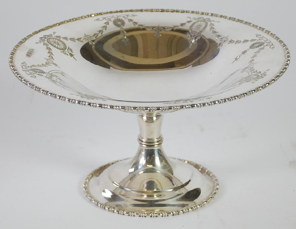 Appraisal: GEORGE V SILVER SMALL PEDESTAL CAKE DISH in the Neo