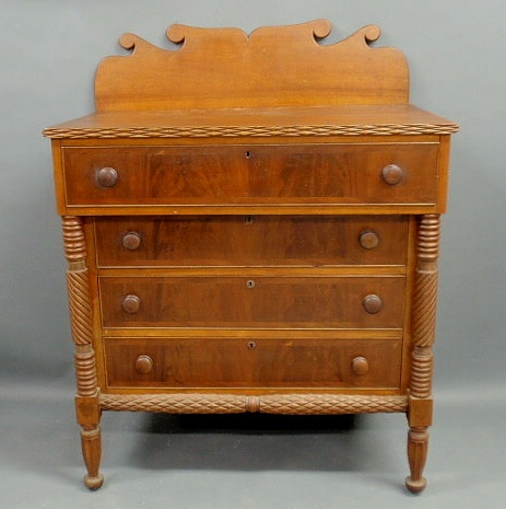 Appraisal: New England Sheraton chest of drawers c birch with mahogany