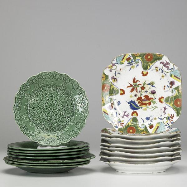 Appraisal: CHINA GROUPING Sixteen pieces include eight square cake plates probably