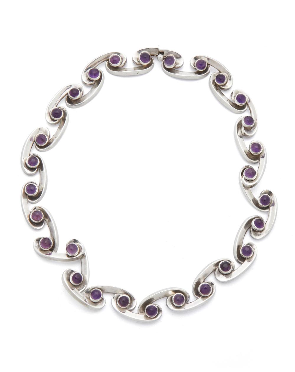 Appraisal: An Antonio Pineda silver and amethyst necklace Circa - Taxco