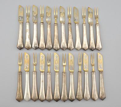 Appraisal: A Set of Austro-Hungarian Silver Fruit Knives and Forks with