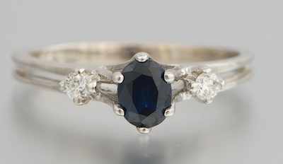 Appraisal: A Ladies' Sapphire and Diamond Ring k white gold ring