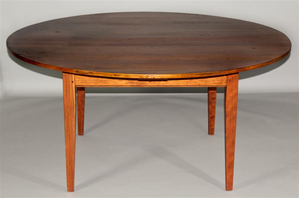 Appraisal: FEDERAL STYLE BENCH MADE CIRCULAR DINING TABLE round top above