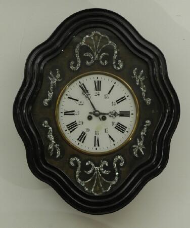 Appraisal: French Ebonized and Mother-of-Pearl Inlaid Wall Clock x x in