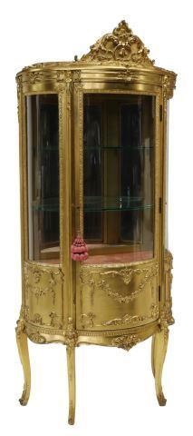 Appraisal: Louis XV style giltwood display cabinet early th c scrolling