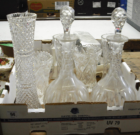 Appraisal: A Collection of Glassware Including Decanters Vases Ash Trays Bowls