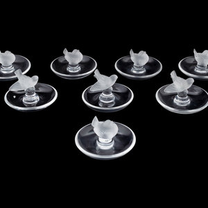 Appraisal: A Group of Eight Lalique Ring Trays with Birds th