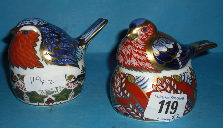 Appraisal: Royal Crown Derby Paperweights Nestlin Chaffinch and Nestling Robin Both