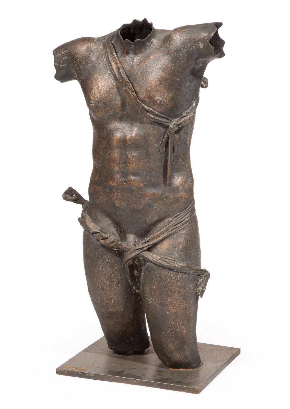 Appraisal: Mario Villa Nicaraguan New Orleans - Male Torso patinated metal