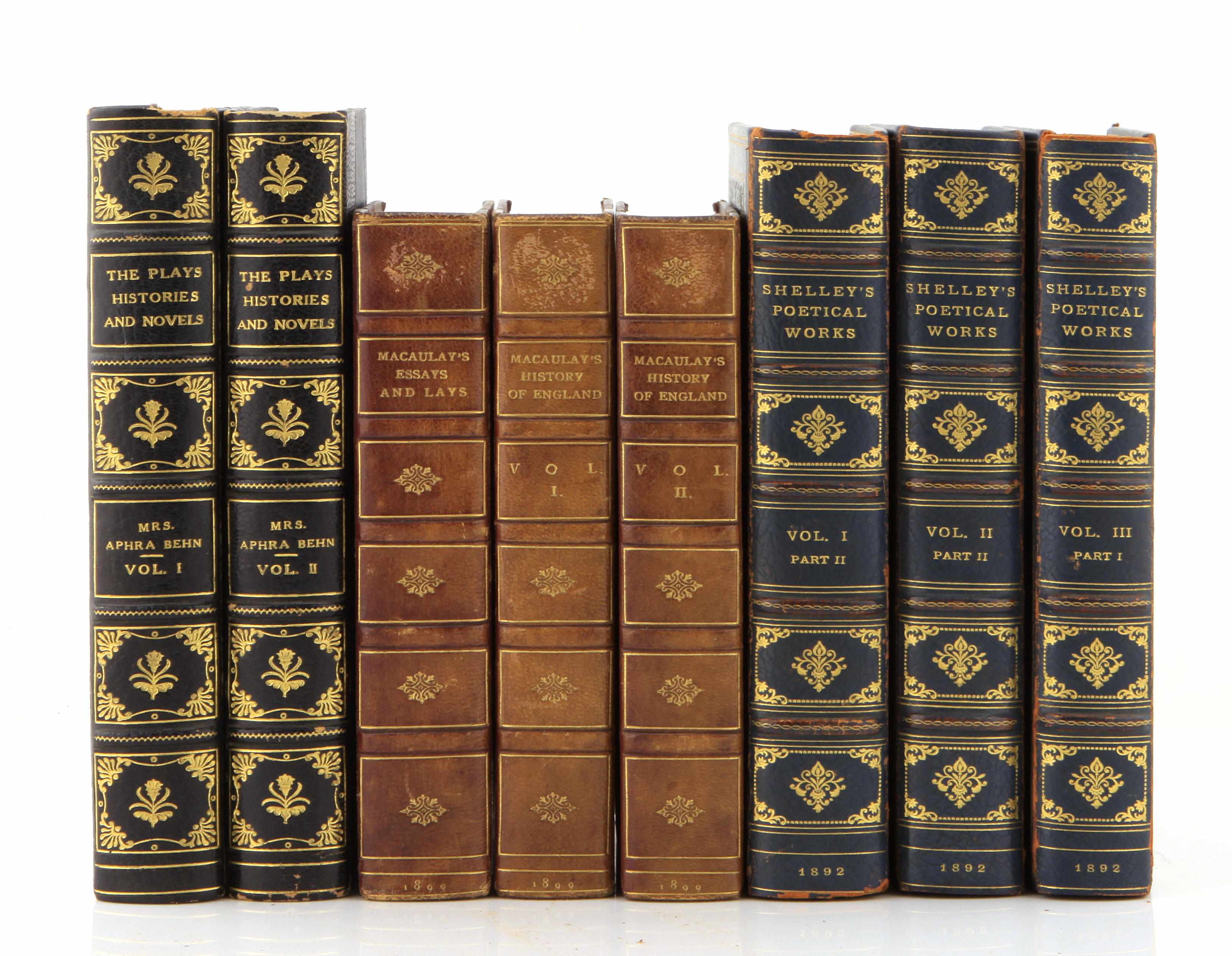 Appraisal: ASSORTED TH TH CENTURY BINDINGS volumes including Shelley Percy Bysshe