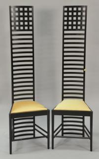 Appraisal: Pair of Charles Rennie Mackintosh - black lacquered Hillhouse chairs