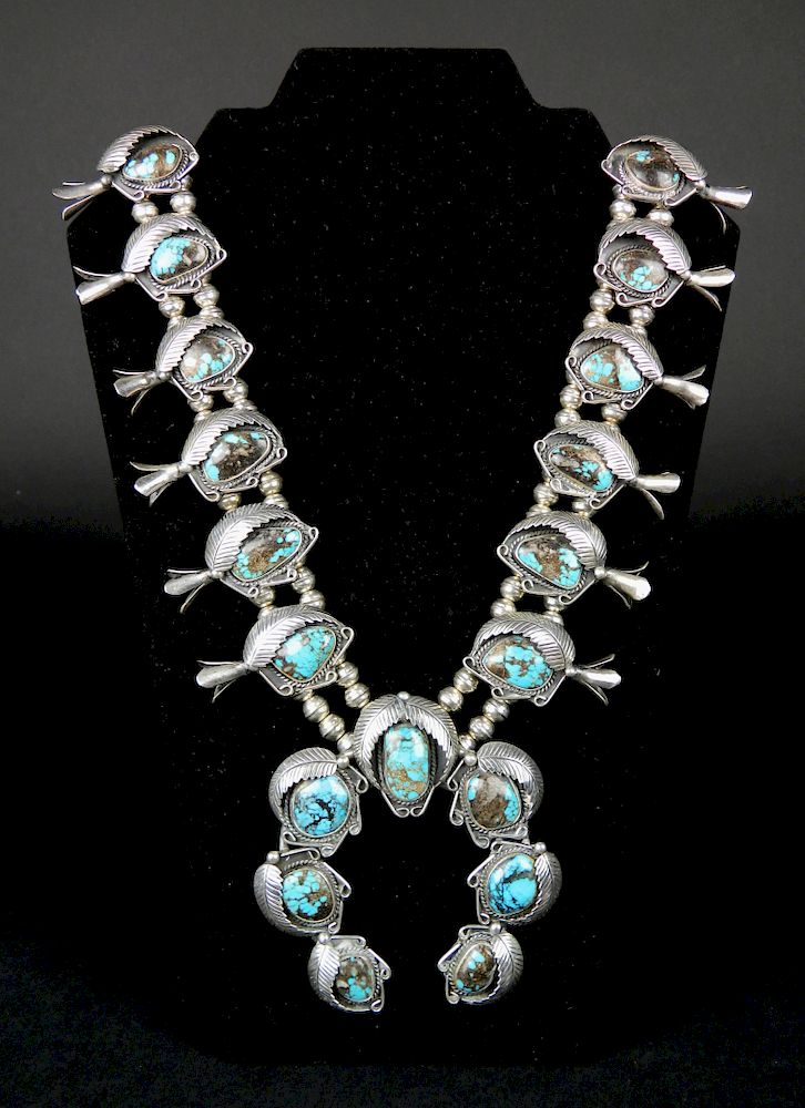 Appraisal: Richard Begay squash blossom necklace Richard Begay squash blossom necklace