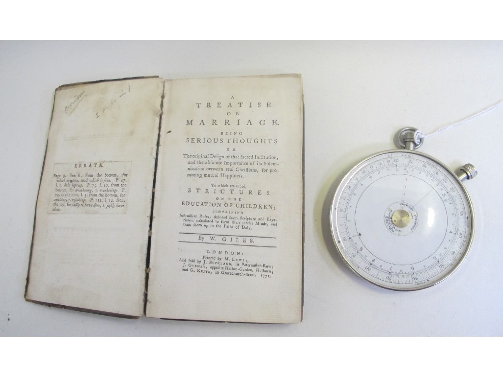 Appraisal: Lot comprising Antique book dated and a Fowler's calculator