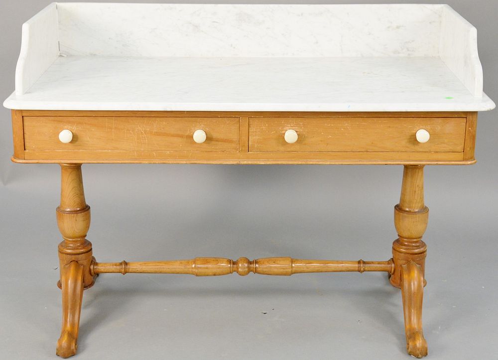 Appraisal: Pine wash stand with marble top ht in wd in