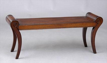 Appraisal: REGENCY MAHOGANY HALL BENCH The rectangular incised seat supported by