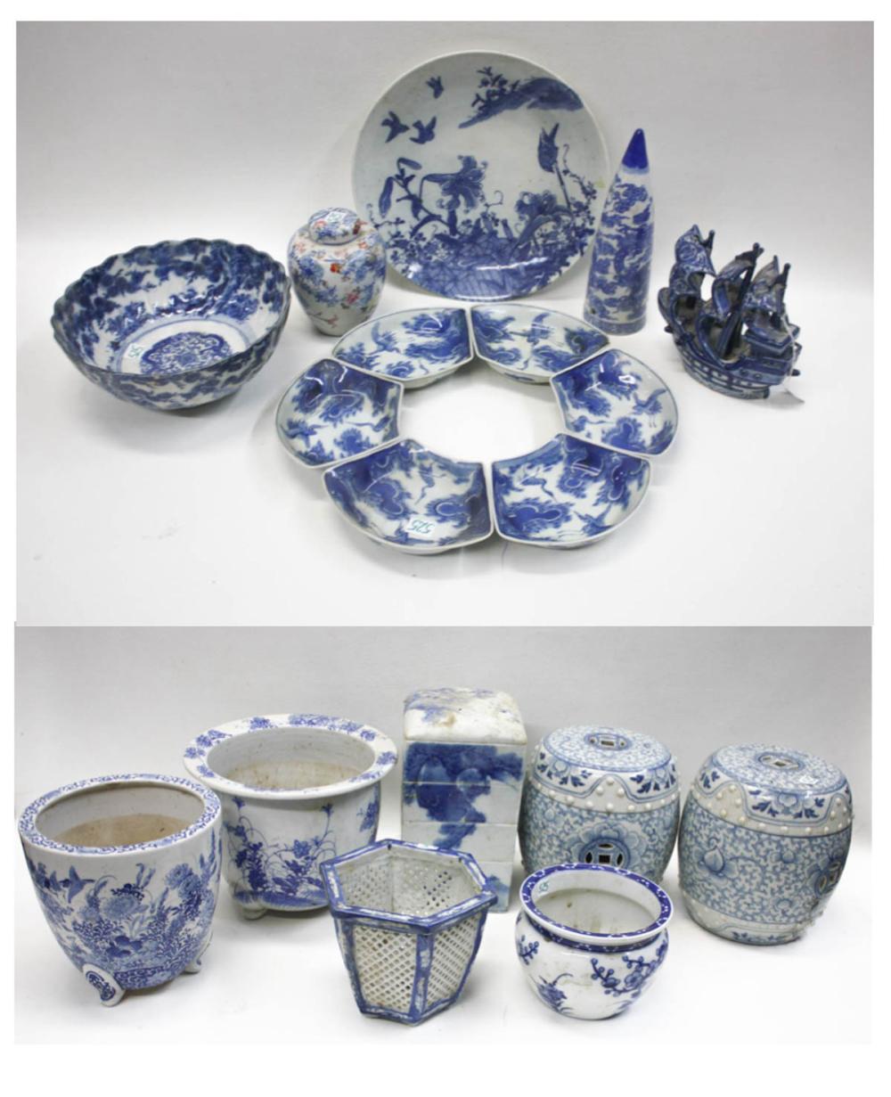 Appraisal: COLLECTION OF BLUE AND WHITE PORCELAIN ARTICLES pieces including snack