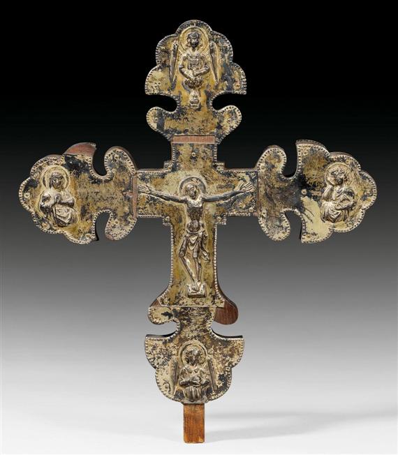 Appraisal: PROCESSIONAL CROSS probably Germany th century Chased and gilt copper