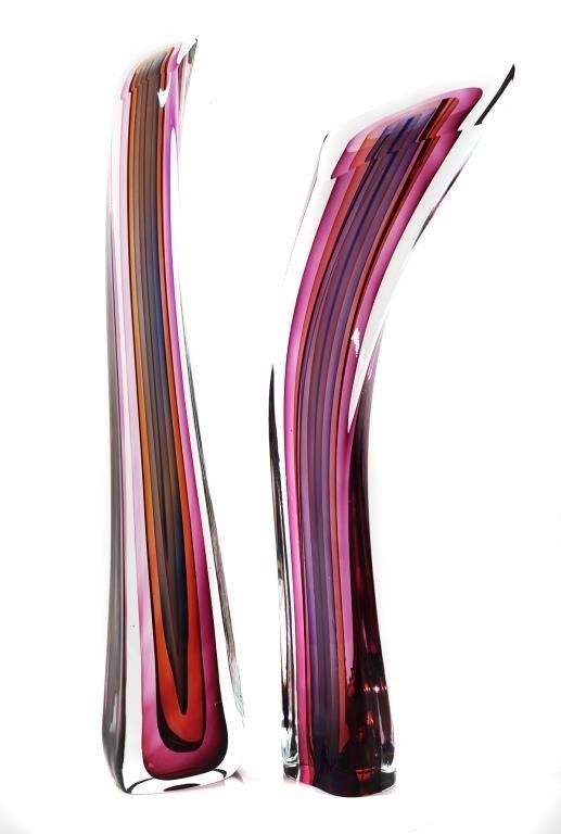 Appraisal: Immense two-piece sliced art glass sculpture by Harvey K Littleton