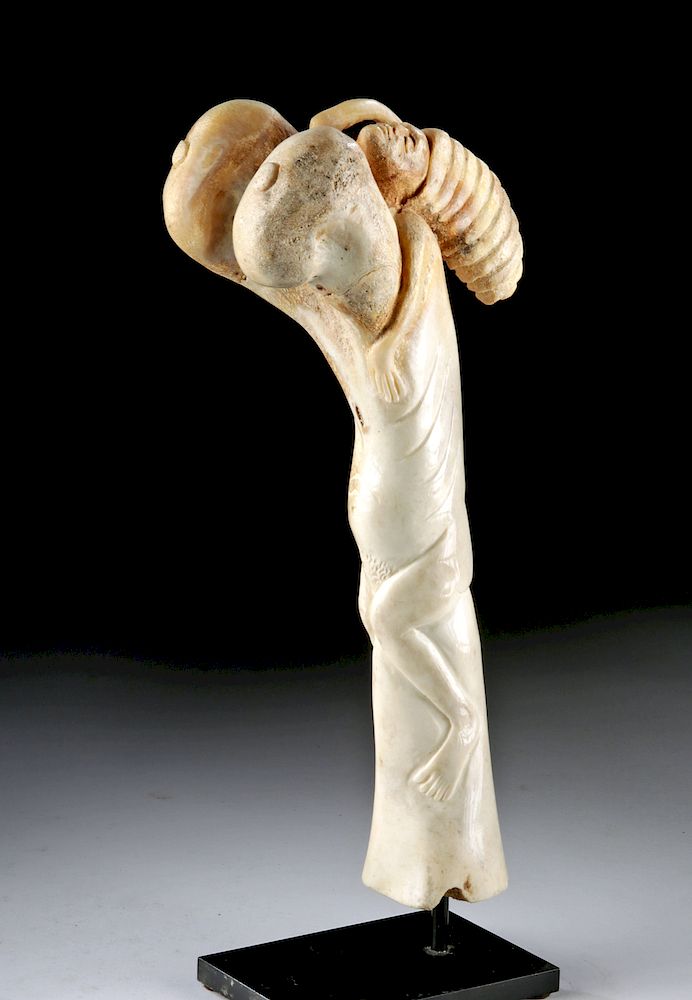 Appraisal: th C USA Bone Carving of Nude Woman North America