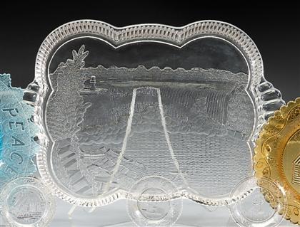 Appraisal: Uncolored pressed glass tray adams and company circa Scalloped edge