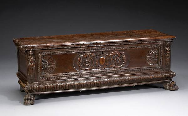 Appraisal: An Italian Renaissance walnut cassone late th early th century