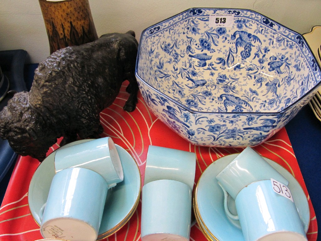 Appraisal: Tray lot comprising Shelley teawares Burleigh blue and white bowl