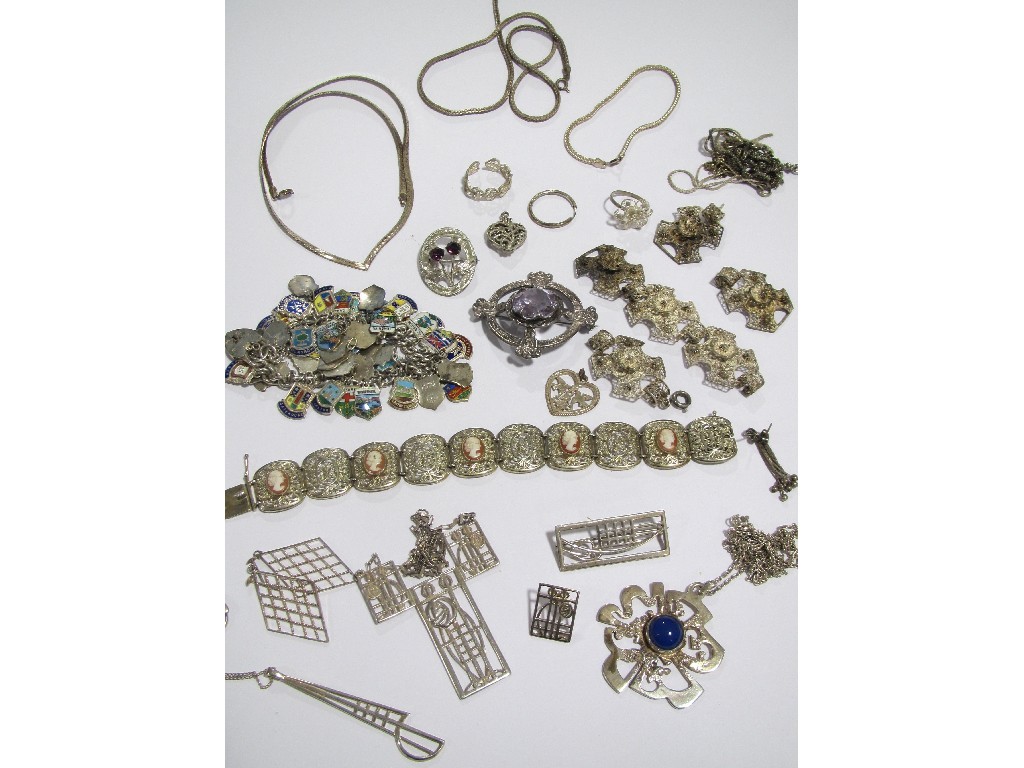 Appraisal: Lot of silver jewellery to include Scottish brooches Mackintosh style