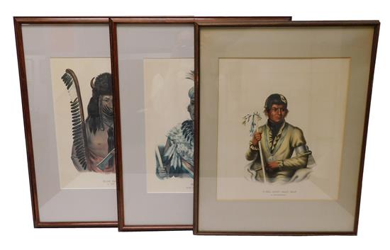 Appraisal: Three American Indian portraits the first a th C colored