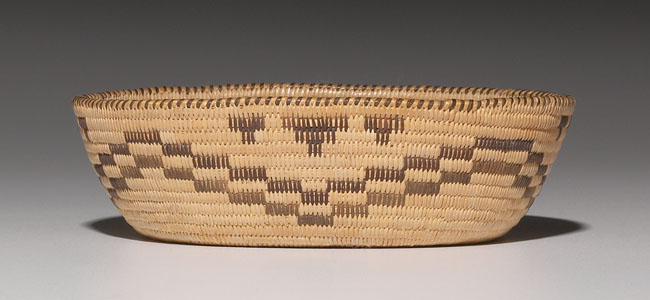 Appraisal: Pima basket attribution oval shape with a polychrome geometric design