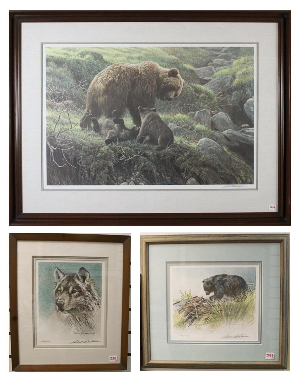 Appraisal: ROBERT BATEMAN Canada b three offset lithographs Black Bear Foraging