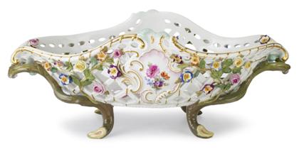 Appraisal: Meissen style floral encrusted centerpiece early th century