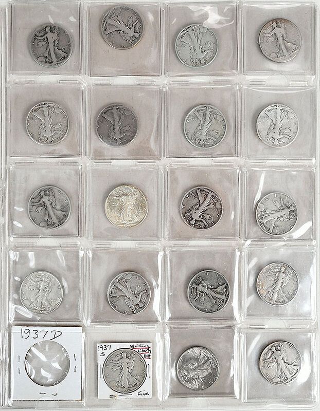 Appraisal: Walking Liberty Half Dollars Near Set coins total through including