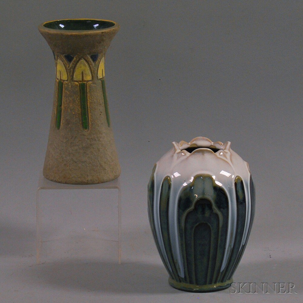 Appraisal: Two Arts Crafts Art Pottery Vases th century ht to