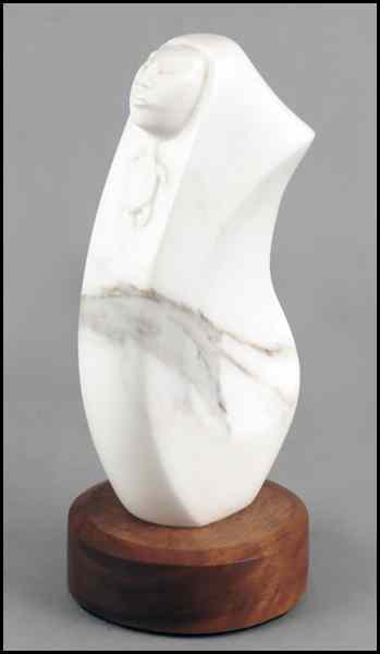 Appraisal: BRUCE LAFOUNTAIN AMERICAN B MO-NA-MI Carved marble sculpture signed at