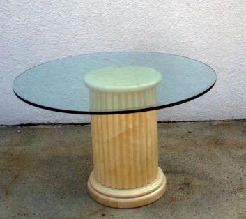 Appraisal: Possibly Springer Pedestal and Glass Top Dining Table From a