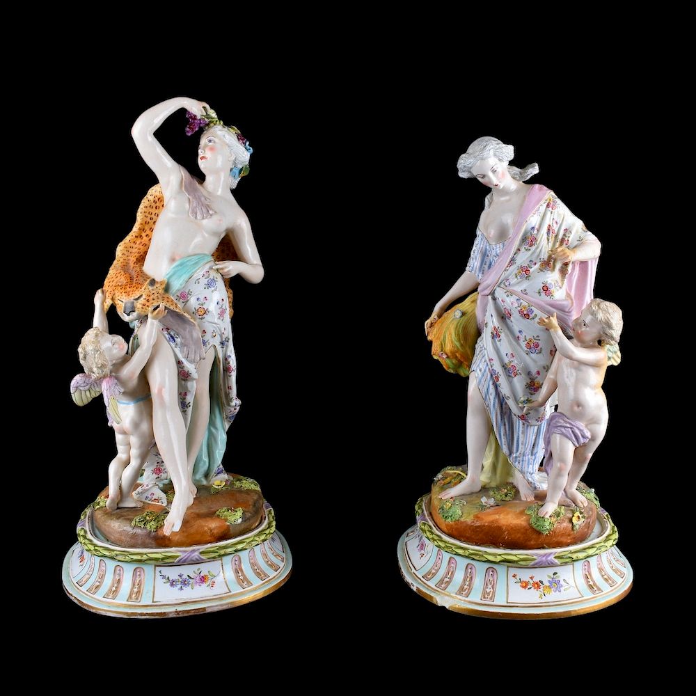 Appraisal: Impressive Pair of Meissen Porcelain Figural Group Impressive Pair of