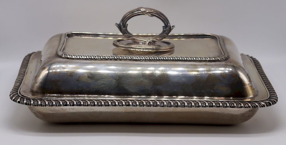 Appraisal: SILVER Late th English Silver Covered Vegetable Late th century