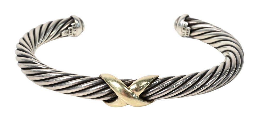 Appraisal: David Yurman X Bracelet having sterling silver cable marked karat