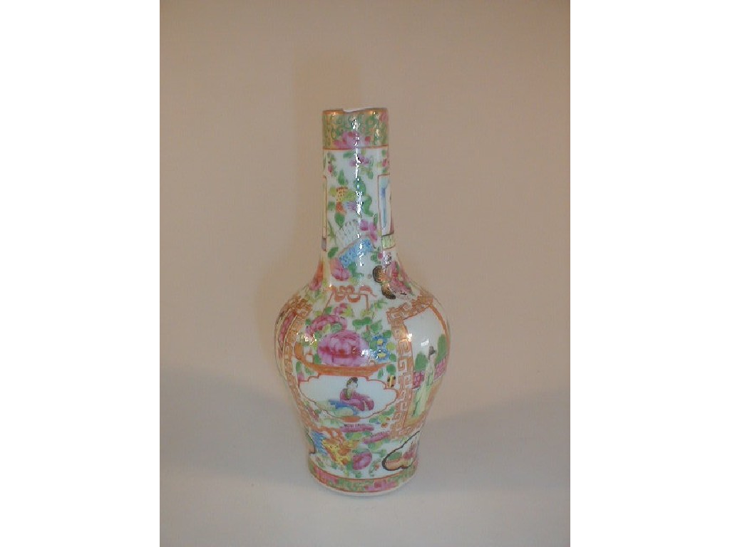 Appraisal: A thC Cantonese bottle vase decorated in famille rose enamels