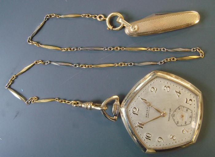 Appraisal: Gruen Verithin GF pentagonal pocket watch with Watch Chain and