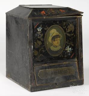 Appraisal: New York painted tin tea bin late th c by