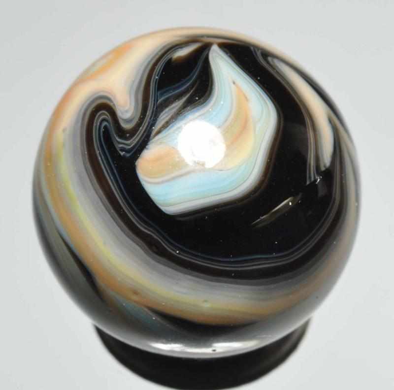 Appraisal: Christensen Agate Tri-Color Flame Marble Description In salmon black and