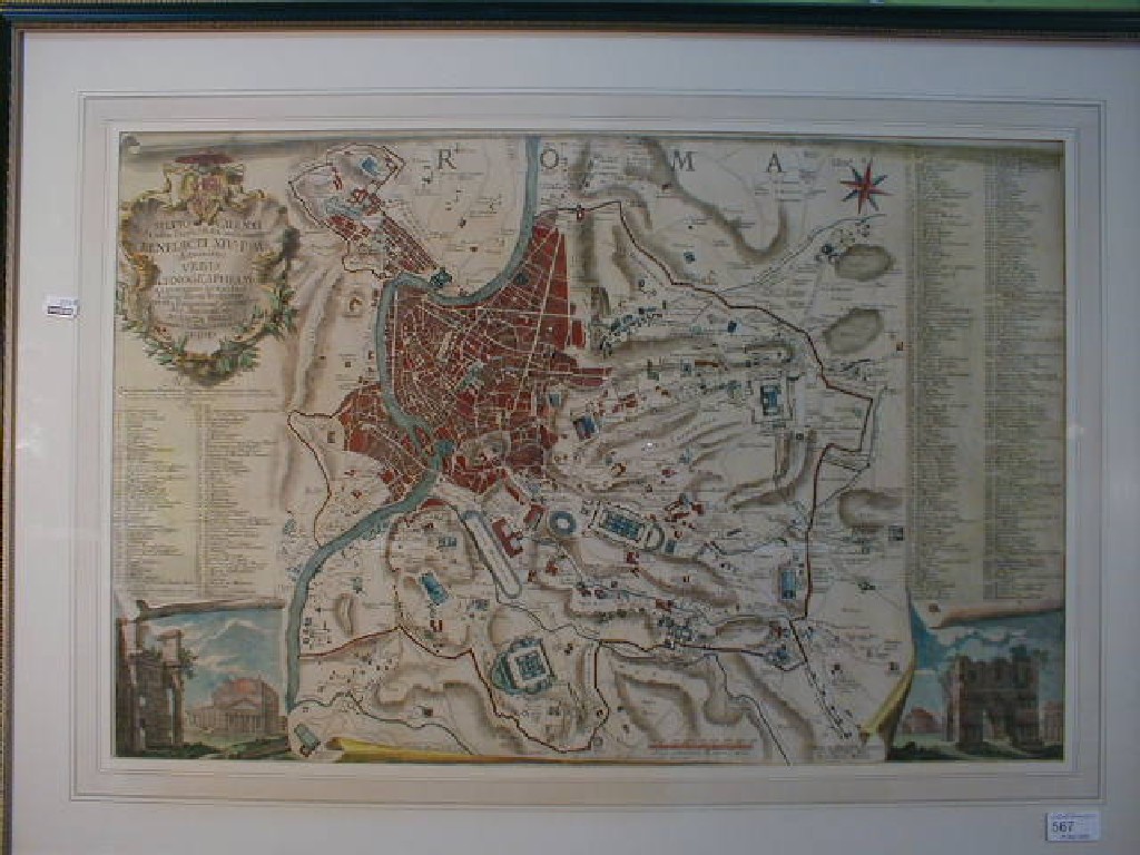 Appraisal: A Leonardo Bufalino Subject Map of ancient Rome Medium Hand