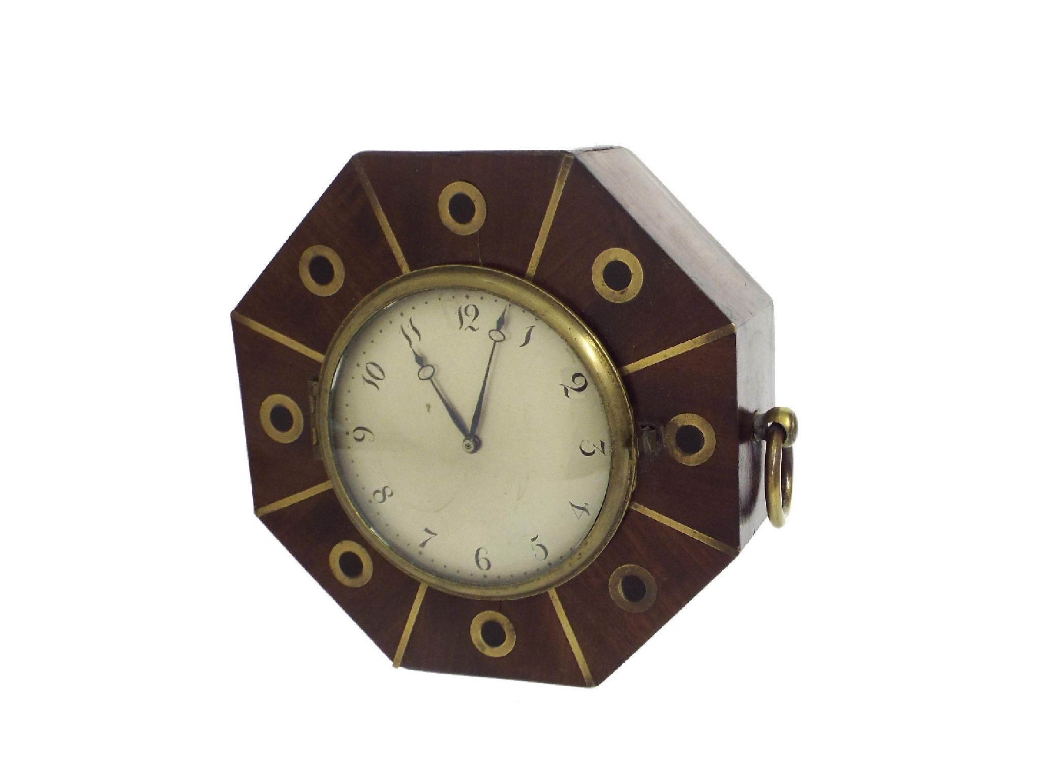 Appraisal: Small mahogany octagonal sedan type wall clock the silvered dial