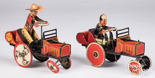 Appraisal: MARX LITHOGRAPHED TIN WIND-UPSMarx lithographed tin wind-up Whoopee Car and