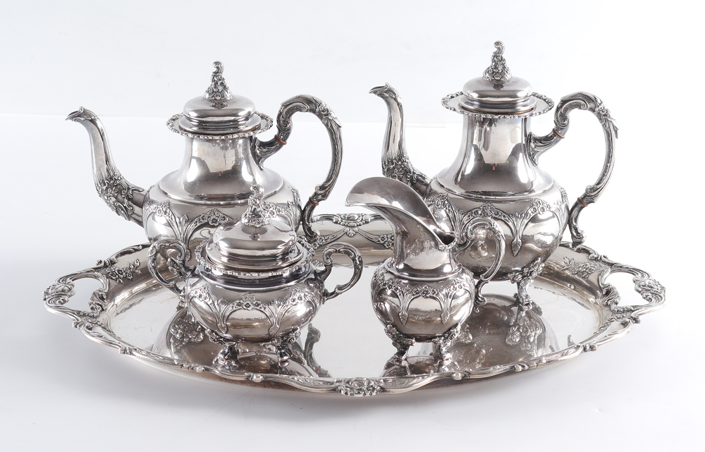 Appraisal: HANAU GERMAN STERLING SILVER TEA SERVICE pieces total to include