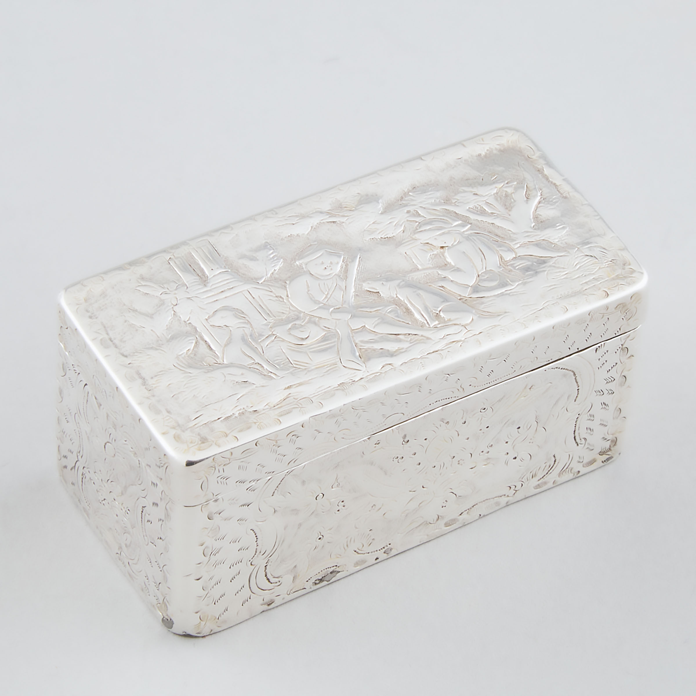 Appraisal: Continental Silver Rectangular Snuff Box th century length in cm