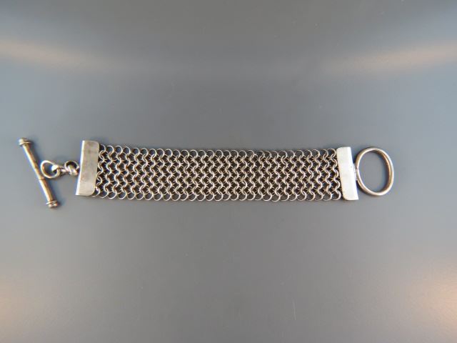 Appraisal: Sterling Silver Bracelet chain link style long wide grams